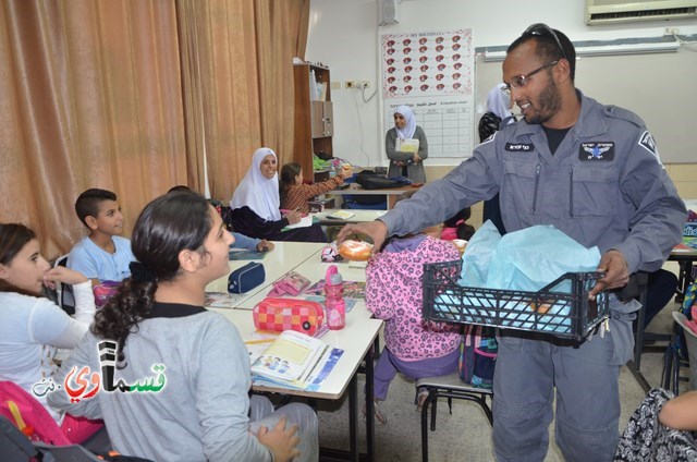 كفرقاسم : قائد شرطة كفرقاسم الجديد انار يوسف  في لفته طيبة لمدرستي الجنان والزهراء